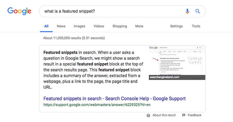 Google đã cho thấy được content quan trọng khi đưa tính năng Featured Snippet lên