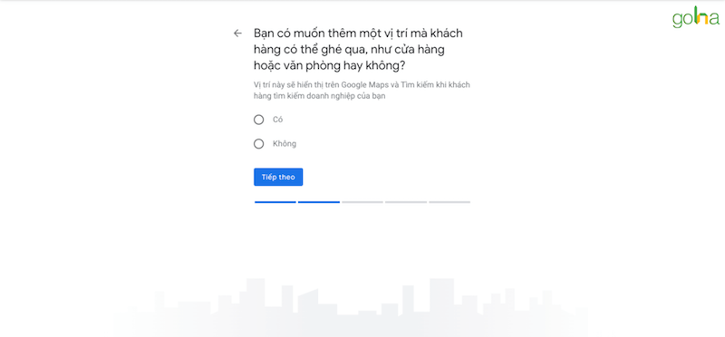 Chọn “Có" để thêm địa điểm của doanh nghiệp